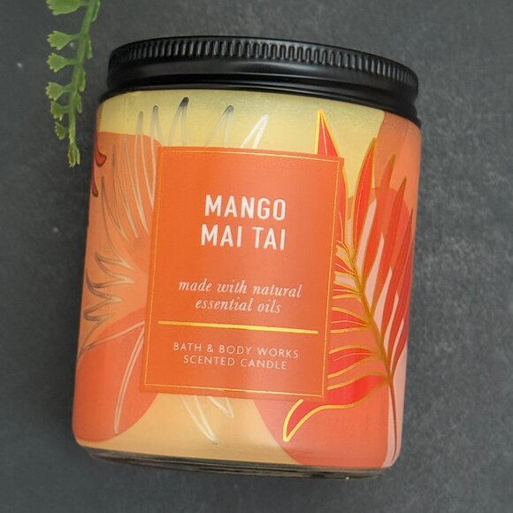 BBW Mango Mai Tai Bath & Body Works Mason Jar Single Wick Candle - Picture 5 of 10